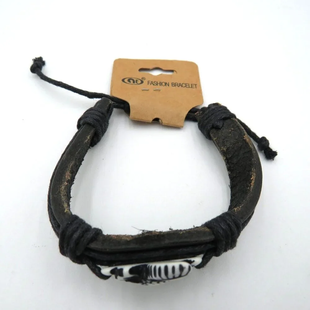 Adjustable Black Leather Cord‎ Bracelet Boho Bird Charm Fashion Wristband